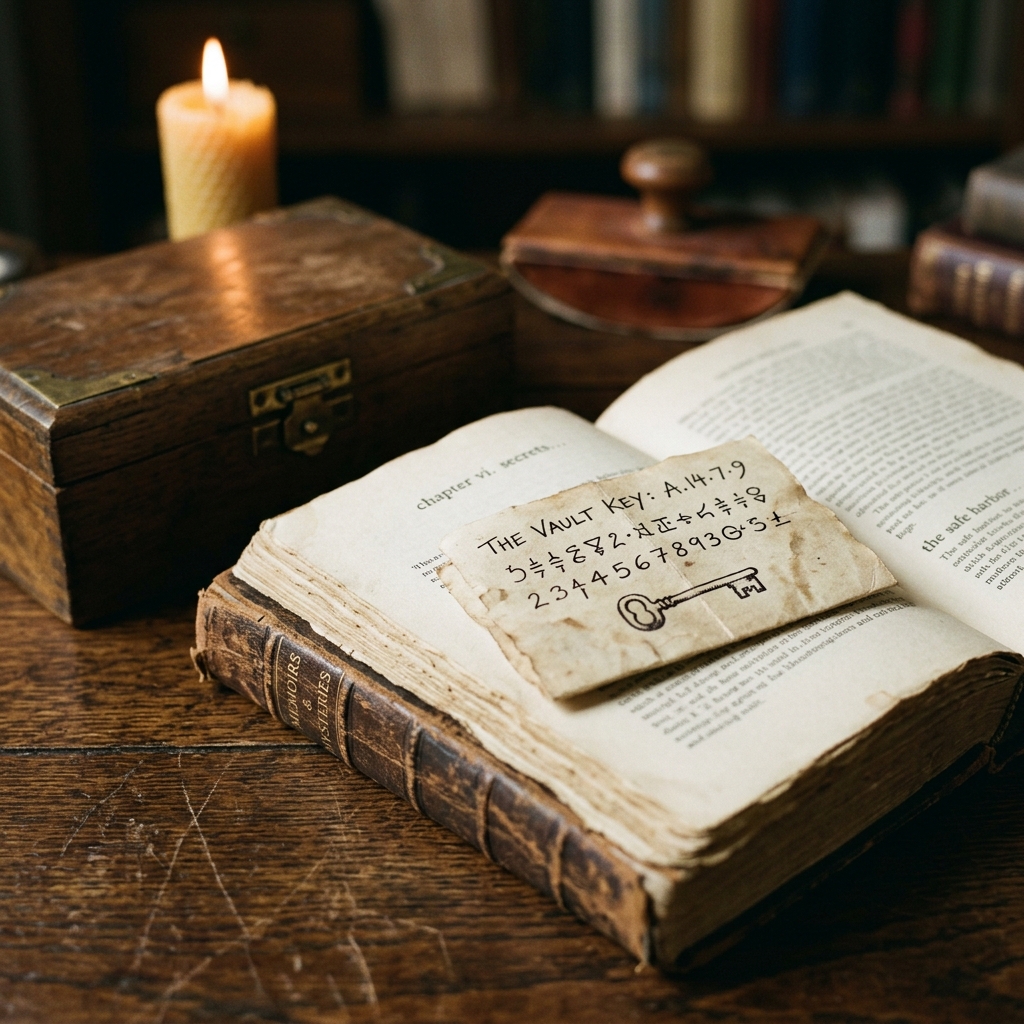 Physical note hidden in a book
